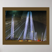 New York Lighted Bridge Poster