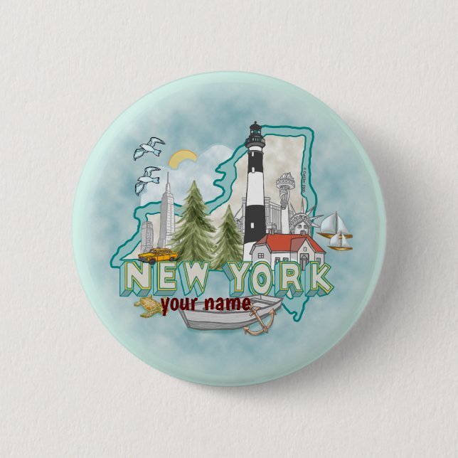 New York Lighthouse pin button (Front)