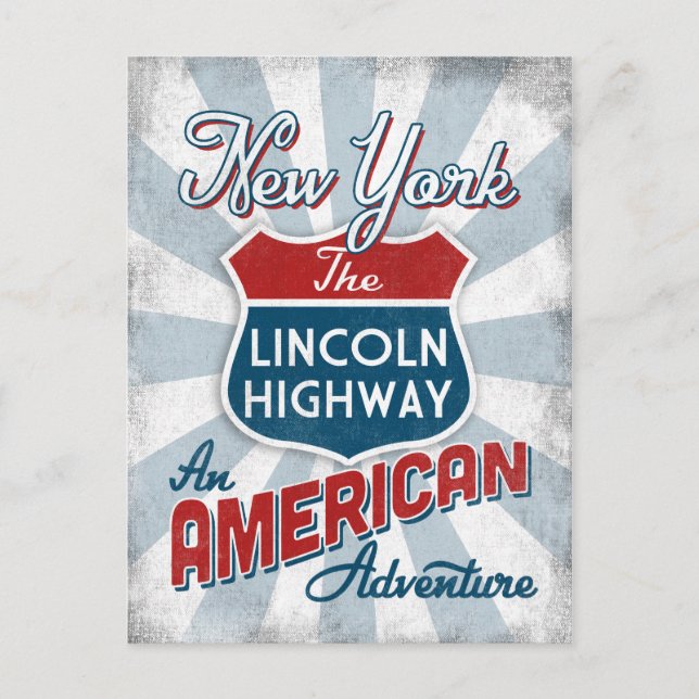New York Lincoln Highway Vintage America Postcard (Front)