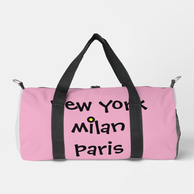 New York London Milan Ibiza Duffle Travel Gym Bag (Front)