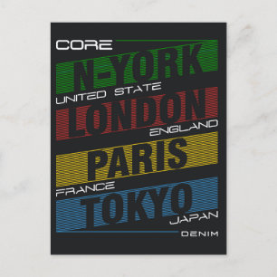 New York, London, Paris, Tokyo Postcard