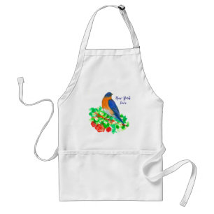 New York Love Bluebird Red Roses Standard Apron