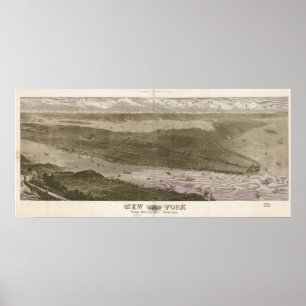 New York Manhattan 1876 Antique Panoramic Map Poster