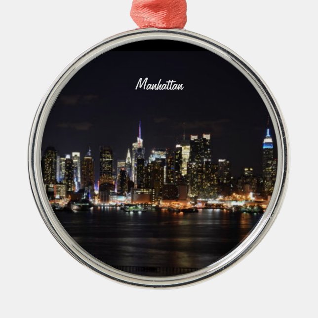 NEW YORK: Manhattan Skyline Metal Tree Decoration (Front)