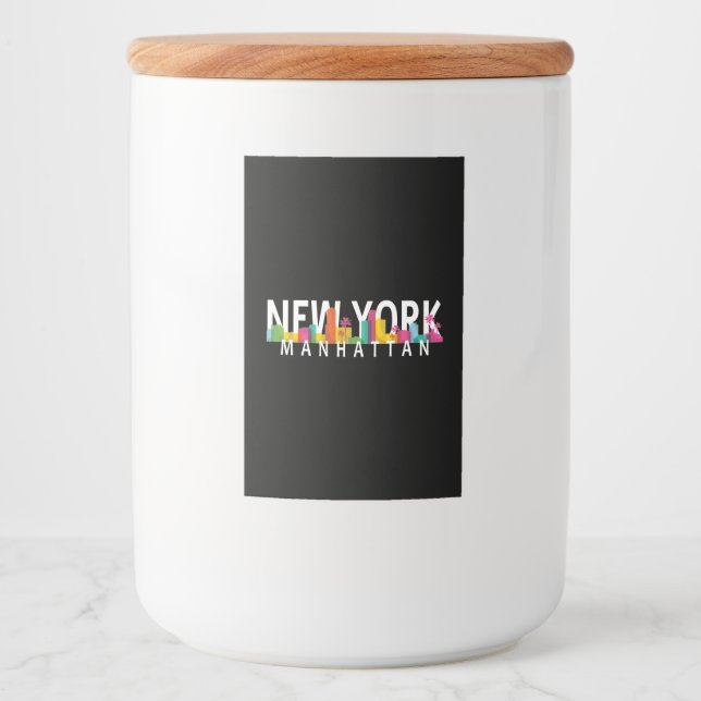 New York Manhattan skyline with palms Food Label (Front)
