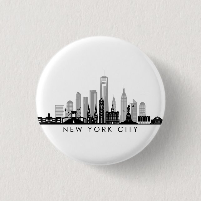 NEW YORK Manhatten USA City Skyline Silhouette 3 Cm Round Badge (Front)