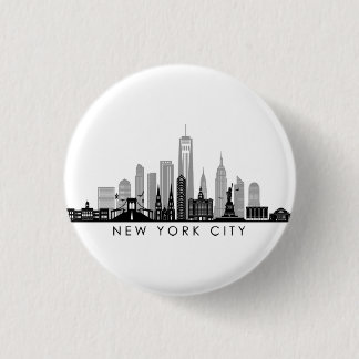 NEW YORK Manhatten USA City Skyline Silhouette 3 Cm Round Badge