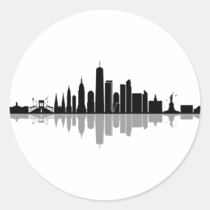NEW YORK Manhatten USA City Skyline Silhouette Classic Round Sticker