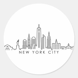 NEW YORK Manhatten USA City Skyline Silhouette Classic Round Sticker