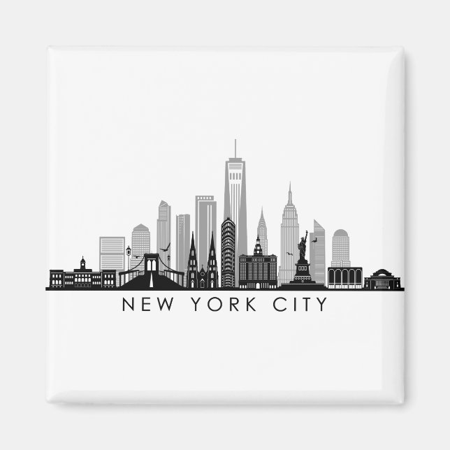 NEW YORK Manhatten USA City Skyline Silhouette Magnet (Front)