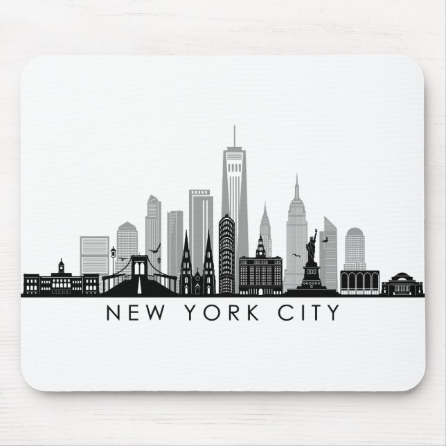 NEW YORK Manhatten USA City Skyline Silhouette Mouse Mat (Front)
