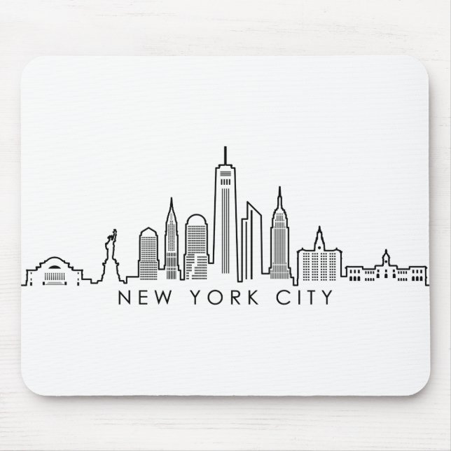 NEW YORK Manhatten USA City Skyline Silhouette Mouse Mat (Front)