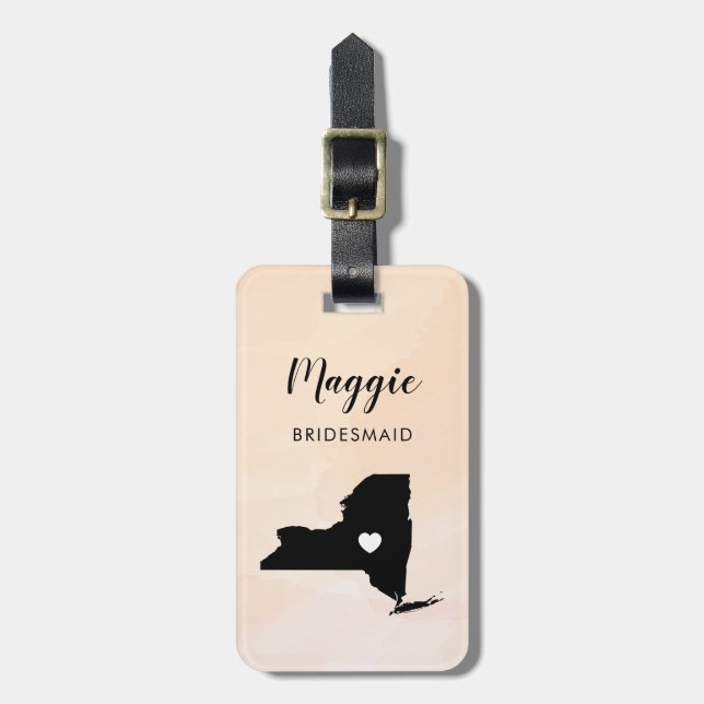New York Map Luggage Tag, Wedding Party Welcome Tag (Front Vertical)