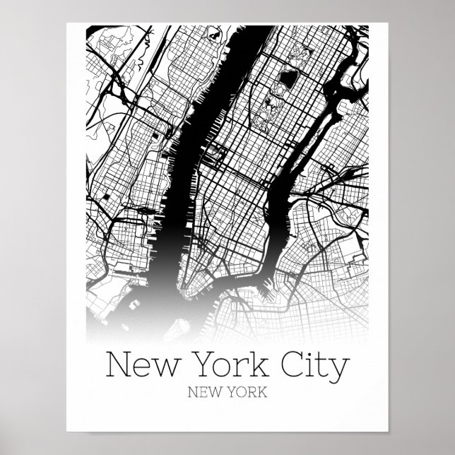 New York Map - New York City NYC - Map Poster (Front)
