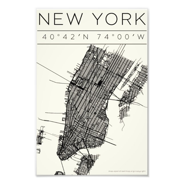 New York Map Poster – Minimal Street Art (Front)