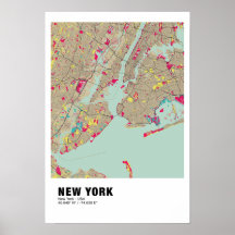 New York Map Poster - New York Colourful Map