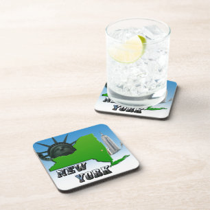 New York Map, Statue of Liberty, Monument Coaster