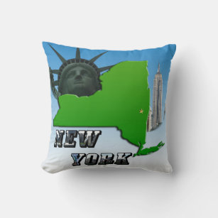 New York Map, Statue of Liberty, Monument Cushion