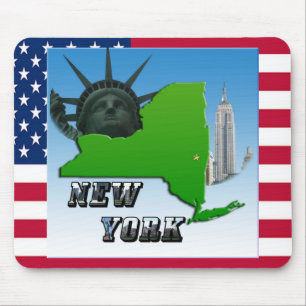 New York Map, Statue of Liberty, Monument Mouse Mat