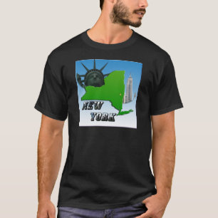 New York Map, Statue of Liberty, Monument T-Shirt