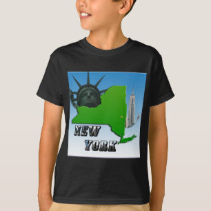 New York Map, Statue of Liberty, Monument T-Shirt