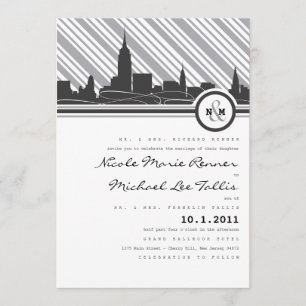 New York Monogram Wedding Invitation