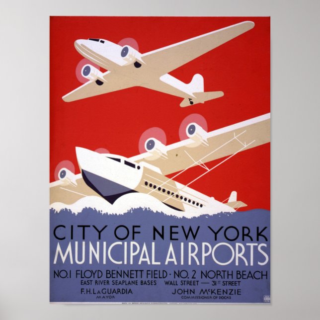 NEW YORK MUNICIPAL AIRPORTS POSTER (Front)