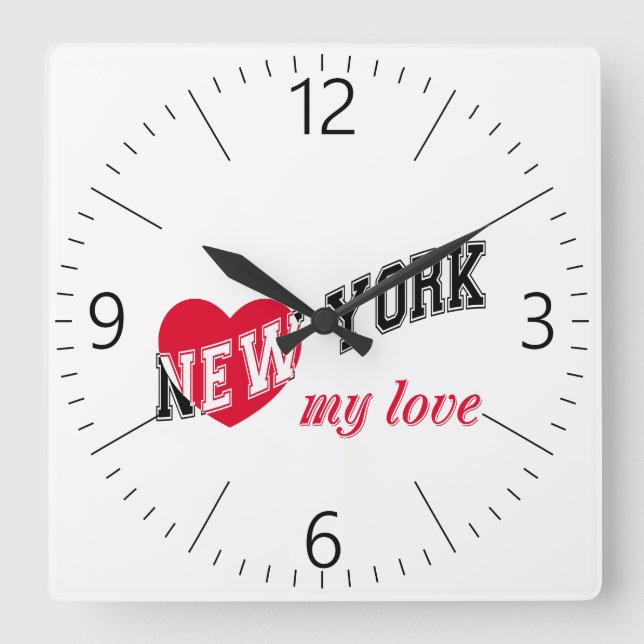New York my love Square Wall Clock (Front)