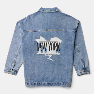 New York New York City Skyline Silhouette Outline  Denim Jacket