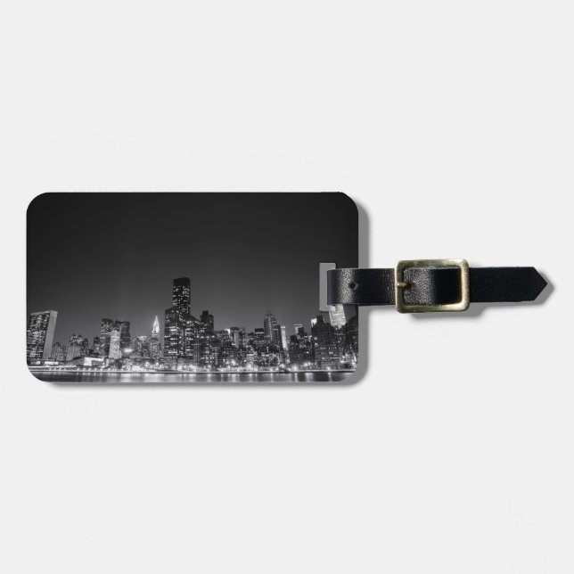 New York Night Skyline Luggage Tag (Front Horizontal)