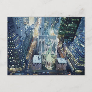 "New York Nightlights" Watercolor Art Postcard