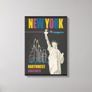 New York Northwest Airlines Stretched Canvas Print