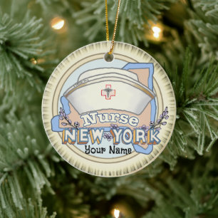 New York Nurse Ceramic Tree Decoration