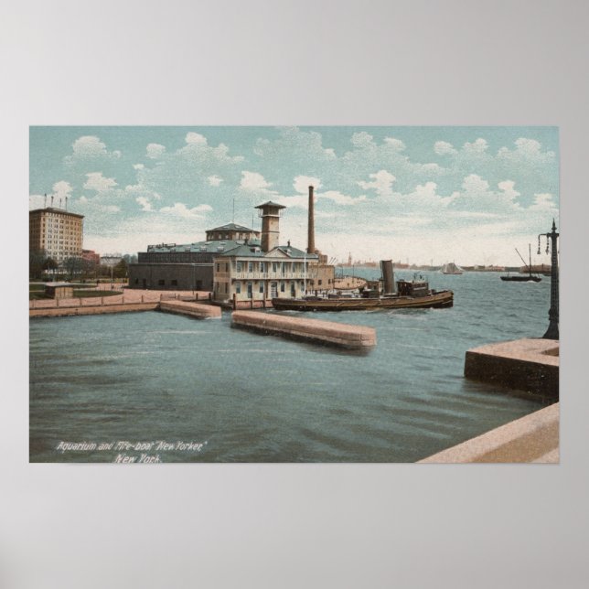 New York, NY - Aquarium and Fireboat "New Poster (Front)