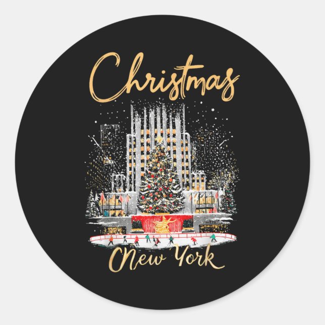 New York Ny Christmas Girl Trip Matching  Classic Round Sticker (Front)