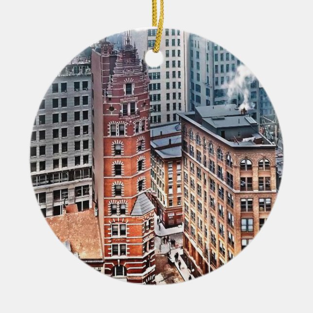 New York NY - Cluster of Skyscrapers c1900 Ceramic Tree Decoration (Front)