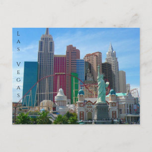 new york ny, las vegas postcard