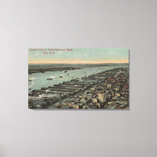 New York, NY - North River View and Docks Canvas Print