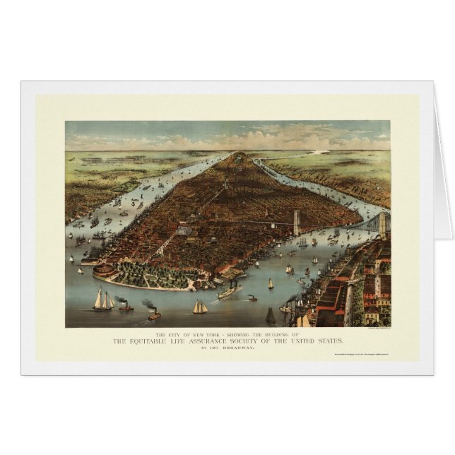 New York, NY Panoramic Map - 1883 (Front Horizontal)