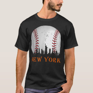 New York Ny Skyline Baseball Vintage Met At T-Shirt