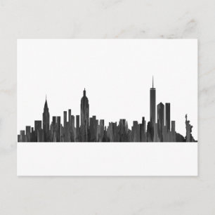 NEW YORK, NY SKYLINE PAINTBRUSH - POSTCARD