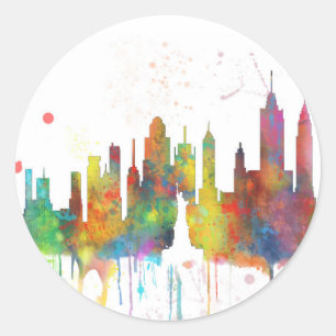 NEW YORK, NY SKYLINE - Round stickers