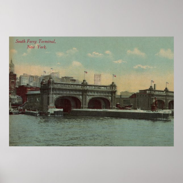 New York, NY - South Ferry Terminal Building Poster (Front)