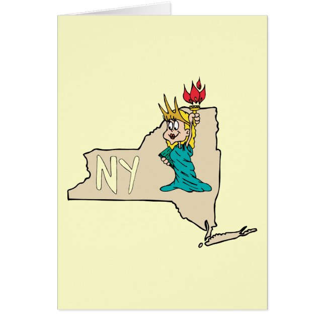 New York NY State Cartoon Map Statue Of Liberty (Front)