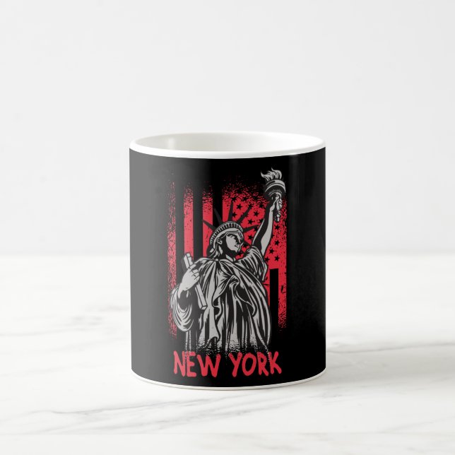 New York NY Statue of Liberty USA America Flag Coffee Mug (Center)