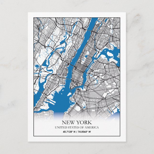 New York NY USA United States Travel City Map Postcard (Front)