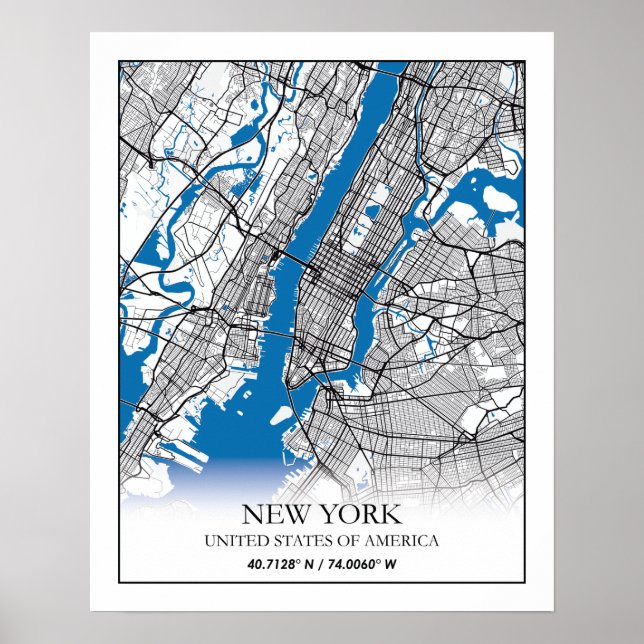 New York NY USA United States Travel City Map Poster (Front)