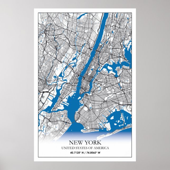 New York NY USA United States Travel City Map Poster (Front)