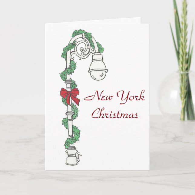New York NYC Light Streetlight Christmas Holiday Card (Front)