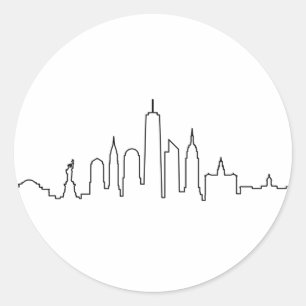 NEW YORK NYC Manhatten USA City Skyline Silhouette Classic Round Sticker